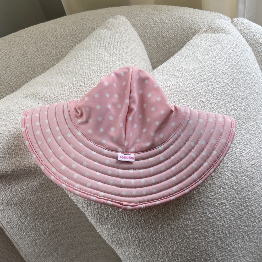 Ruffle Butts Pink and White Polka Dot Sun Hat